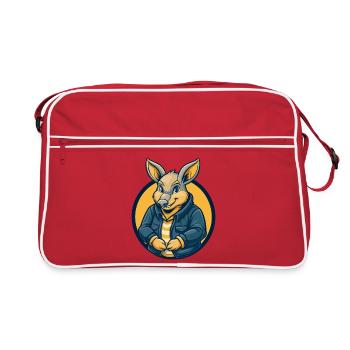 Aardvark Kawaii Maskottchen Cartoon Clipart Logo Abzeichen - Retro Tasche - Rot/Weiß - Vorne