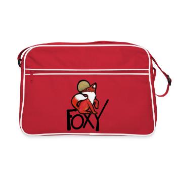 Crimson Fox mit Goldenem Halo - Retro Tasche - Rot/Weiß - Vorne