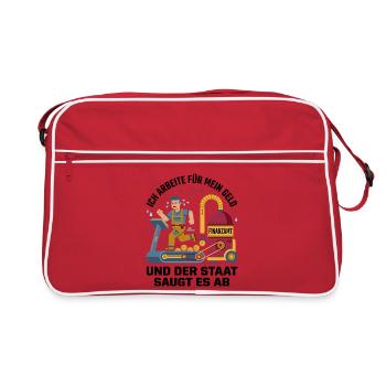 Ich arbeite für mein Geld, der Staat saugt es ab ! - Retro Bag - red/white - Front