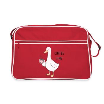 Dessin animé Ducky Coffee Time - Sac Retro - rouge/blanc - Devant