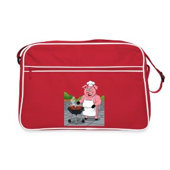Grilling cozy pig - Retro Bag - red/white - Front