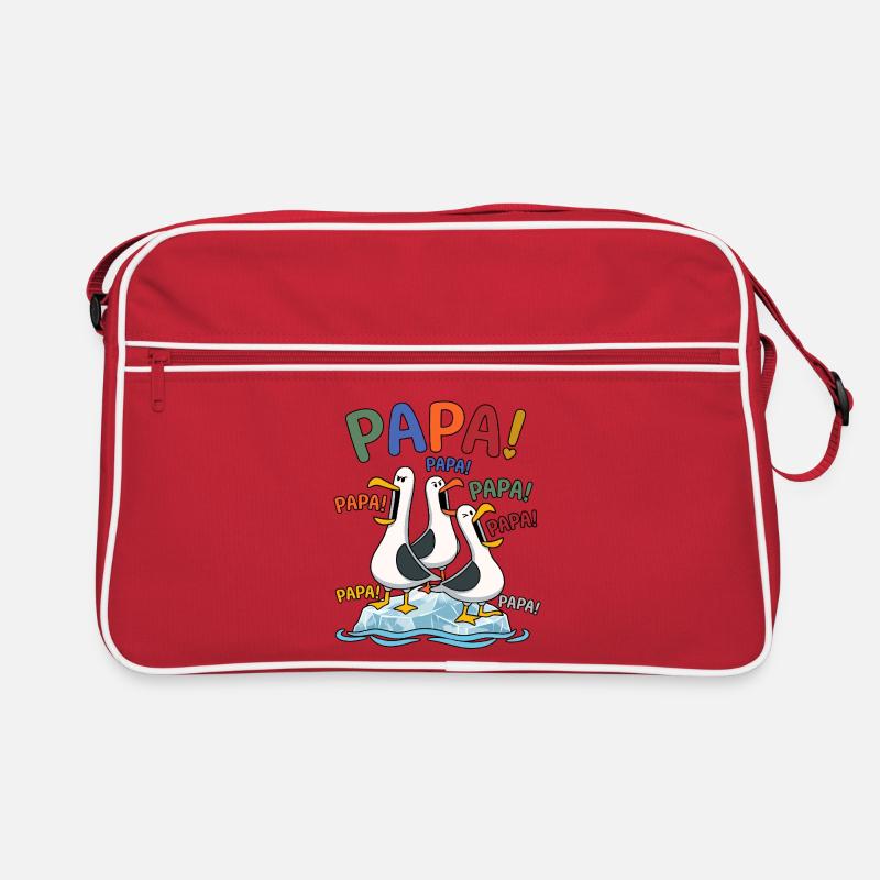 Lustige Papa Möwen auf Eisscholle - Comic Design Retro Tasche