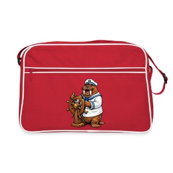 Walross als Seemann - Retro Tasche - Rot/Weiß - Vorne