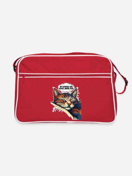 Katzentraum: Nickerchen machen und planen - Retro Tasche - Rot/Weiß