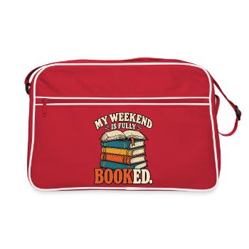 My Weekend Is Fully Booked – Bücher Retro - Retro Tasche - Rot/Weiß - Vorne