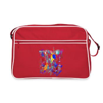 Farben Muster Abstrakt - Retro Tasche - Rot/Weiß - Vorne