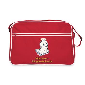 Akku leer, ich ghoste heute – Kleiner Geist - Retro Tasche - Rot/Weiß - Vorne
