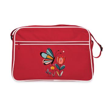 Papillon à motif printanier avec des fleurs - Sac Retro - rouge/blanc - Devant