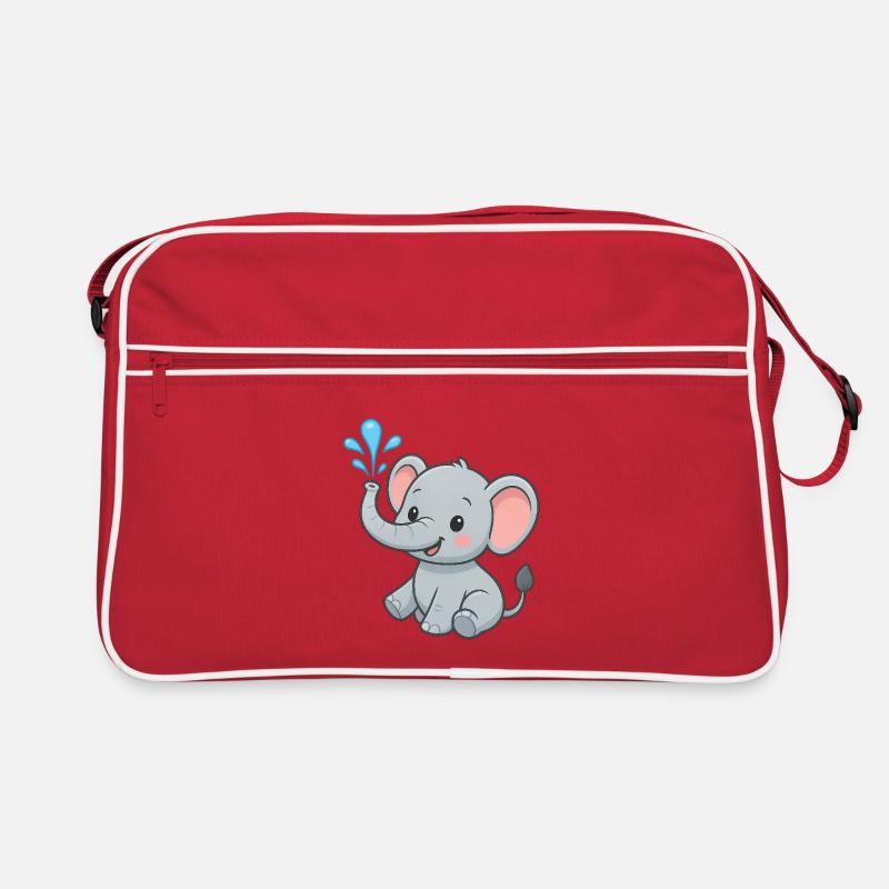 Mignon ami éléphant avec éclaboussure d’eau Sac Retro