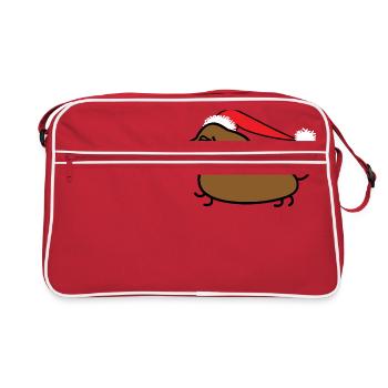 Teckel avec Bonnet de Noel - Sac Retro - rouge/blanc - Devant