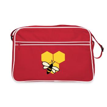 Abeille sur un nid d'abeille - Sac Retro - rouge/blanc - Devant