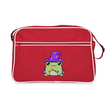 Wizard frog with hat - Retro Tasche - Rot/Weiß - Vorne