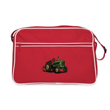 Green tractor in the light of agriculture - Retro Bag - red/white - Front