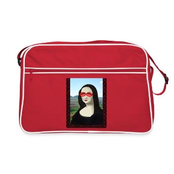 Mona Lisa mit Sonnenbrille - Retro Tasche - Rot/Weiß - Vorne