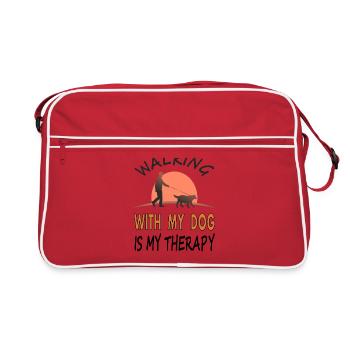 Walking with a dog is my therapy gift idea - Retro Bag - red/white - Front