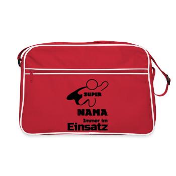 Super Mama Mutter Muttertag Familie Geschenk - Retro Tasche - Rot/Weiß - Vorne