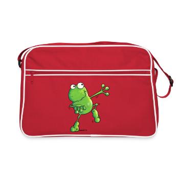 Green Power Frosch - Frösche - Retro Tasche - Rot/Weiß - Vorne