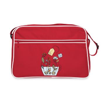 Hygge Teetasse mit Blumen - Retro Tasche - Rot/Weiß - Vorne