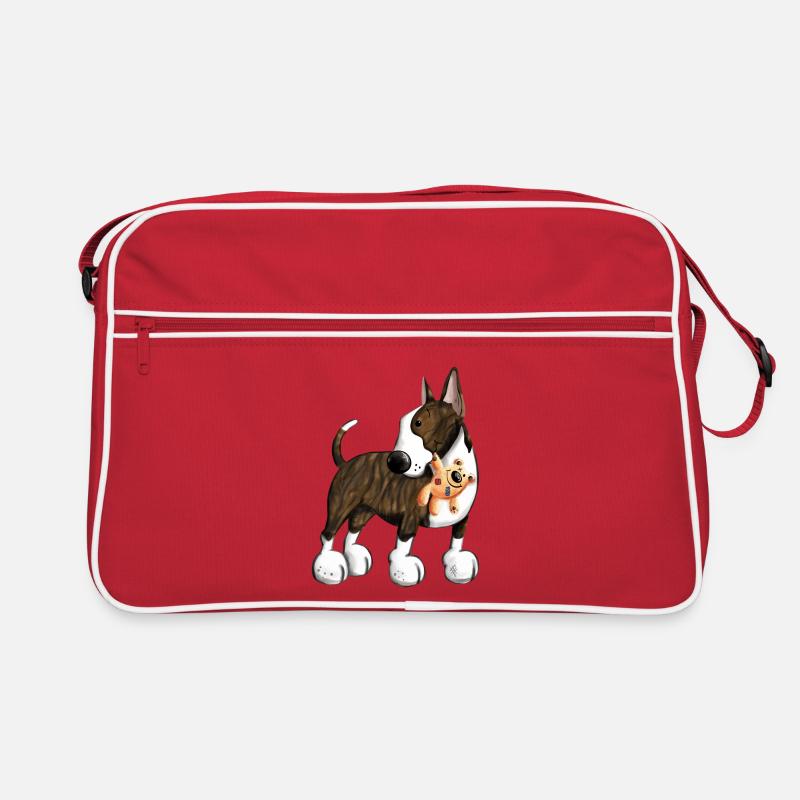 Bullterrier mit Teddy Retro Tasche