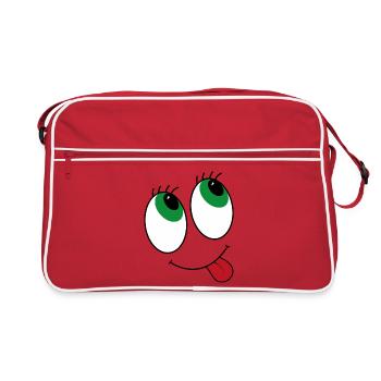 Yeux de style bande dessinée - Sac Retro - rouge/blanc - Devant