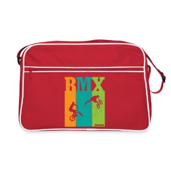 BMX Color Block Rider Silhouettes - Retro Bag - red/white - Front
