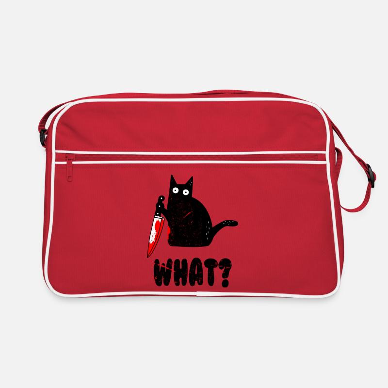 Chat quoi? Chemise drôle de chat noir, chat de chat de meurtre Sac Retro