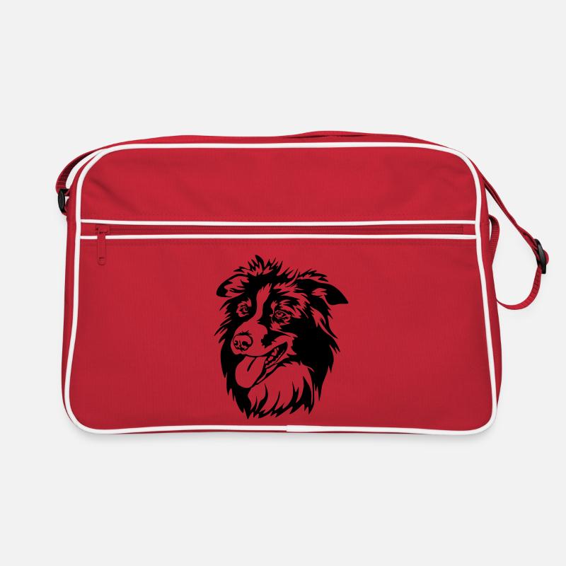 Border Collie Kopf Retro Tasche