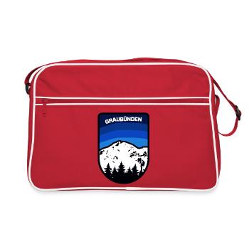 Graubünden Berglandschaft Emblem - Retro Tasche - Rot/Weiß - Vorne