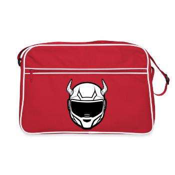 Motocross motorcycle helmet with two horns - Retro Bag - red/white - Front