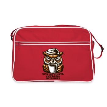 Owl Coffee Tired Gift - Retro Bag - red/white - Front