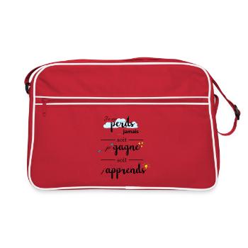 Citation : Je ne perds jamais - Sac Retro - rouge/blanc - Devant