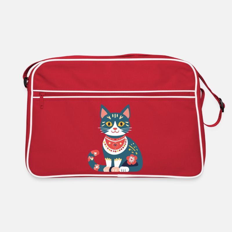 cute folklore cat Retro Bag