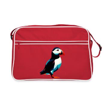 Papageitaucher - Retro Tasche - Rot/Weiß - Vorne