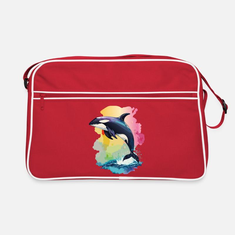 Faszination Orca: Die majestätischen Jäger - Retro Tasche - Rot/Weiß