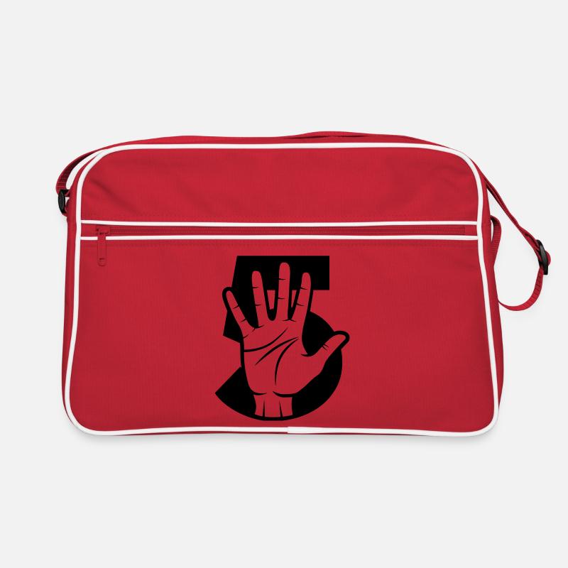 Gib mir 5 - schlag ein - Retro Tasche - Rot/Weiß