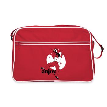 Dancing Boy with Moon and Stars Design - Retro Bag - red/white - Front