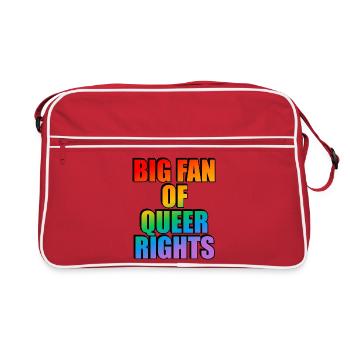 Großer Fan des Regenbogen-Slogans von Queer Rights - Retro Tasche - Rot/Weiß - Vorne