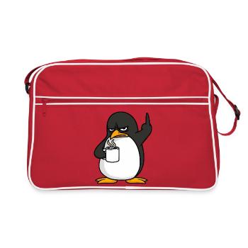Pingouin Café Café Amateur Bureau Doigt d’honneur - Sac Retro - rouge/blanc - Devant