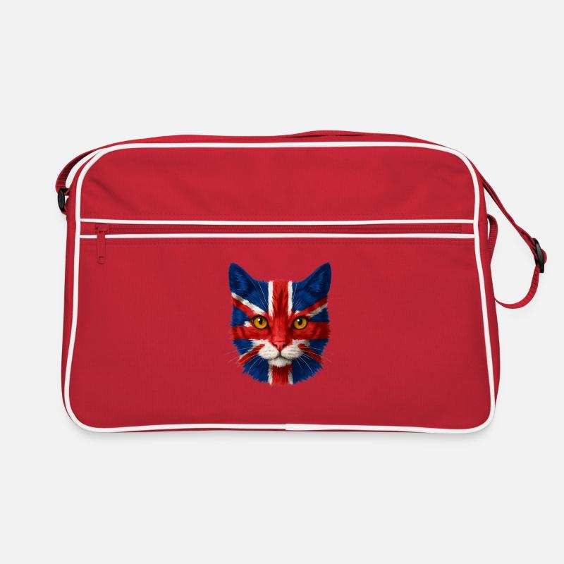 Portrait de chat Union Jack - Sac Retro - rouge/blanc