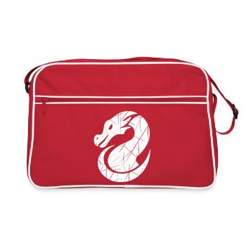 Dragon silhouette white - Retro Bag - red/white - Front