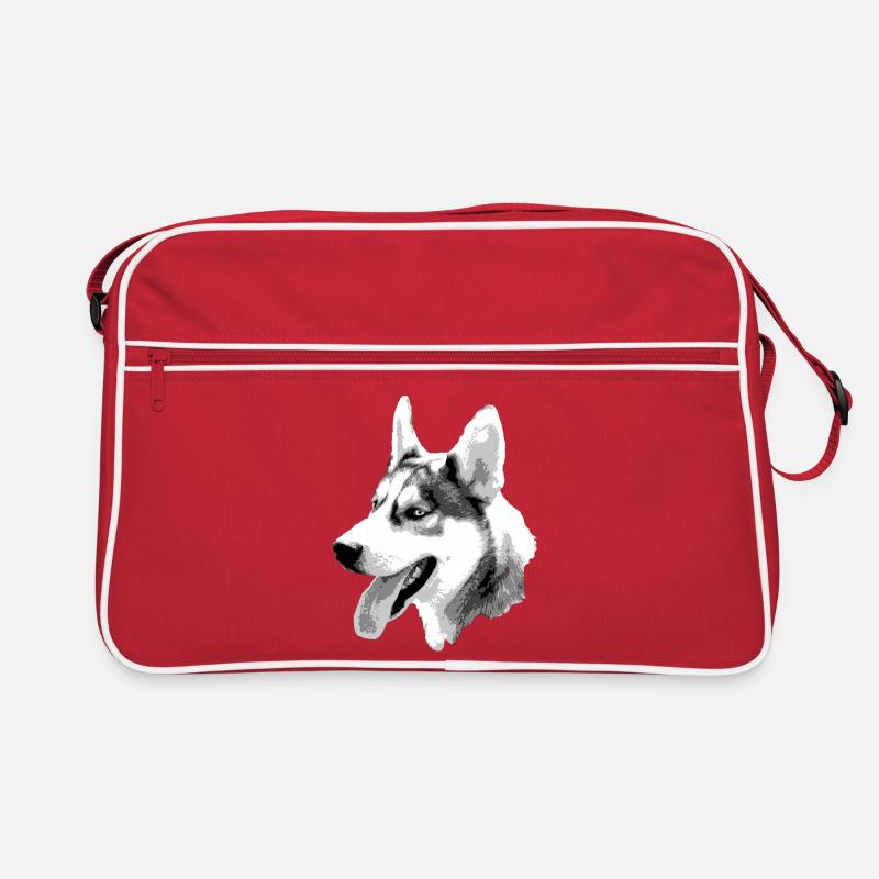 Husky Head Contrast Drawing Retro Bag