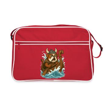 Bouledogue viking pagayant Féroce drakkar - Sac Retro - rouge/blanc - Devant