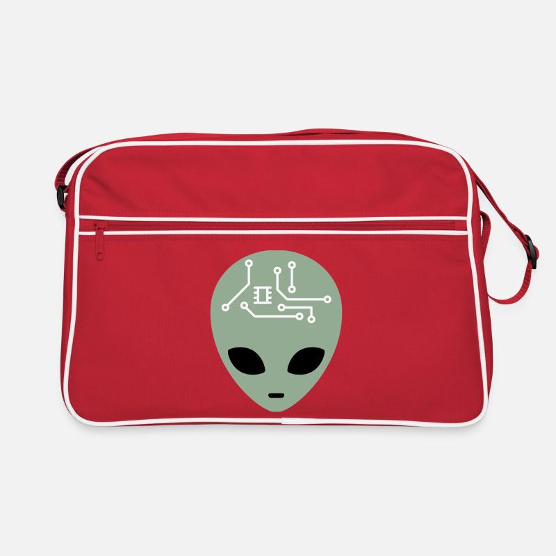 Alien Head avec circuits (trois couleurs) Sac Retro