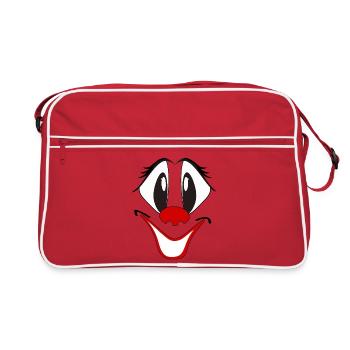 Laughing Clown Cartoon Face - Retro Bag - red/white - Front