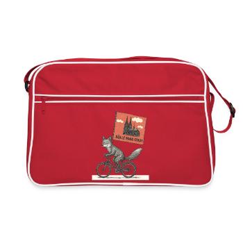 Köln Fuchs auf Fahrrad - Retro Tasche - Rot/Weiß - Vorne