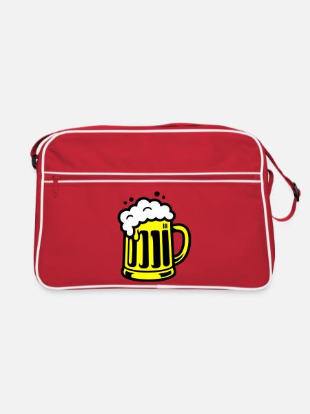 Icône de chope de bière - Sac Retro - rouge/blanc - Devant