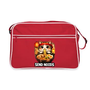 Ramen Cat envoie des nouilles - Sac Retro - rouge/blanc - Devant