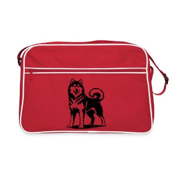 Malamute d’Alaska dans une pose fière - Sac Retro - rouge/blanc - Devant