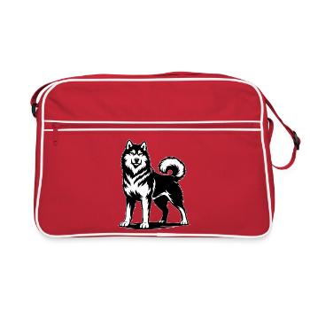 Malamute d’Alaska dans une pose fière - Sac Retro - rouge/blanc - Devant