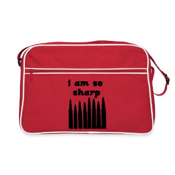 Je suis tellement tranchant Typographie en forme de balle Art sombre - Sac Retro - rouge/blanc - Devant